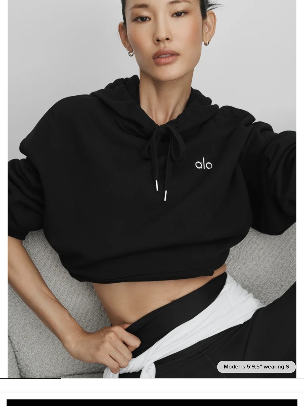 ALO Yoga Black Accolade Crewneck Unisex Hoodie NWT